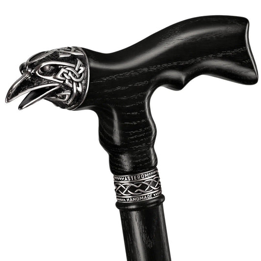 Unique Custom Odens Celtic Raven Walking Stick Or Wooden Walking Cane