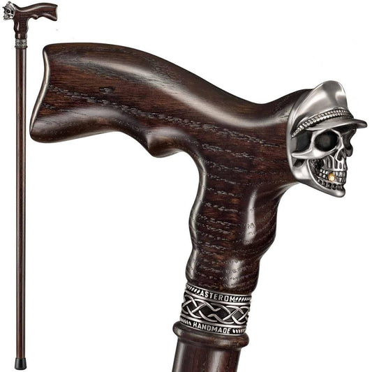 Vanguard Soldier Skull Cane - Custom Made Solid Oak Cool Walking Cane