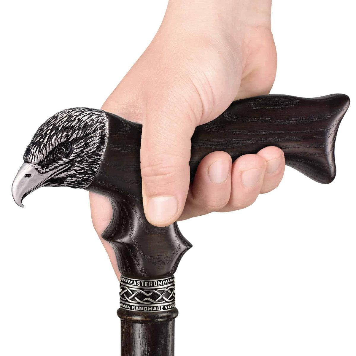 Wooden Hand Carved Eagle Cane or Walking Stick