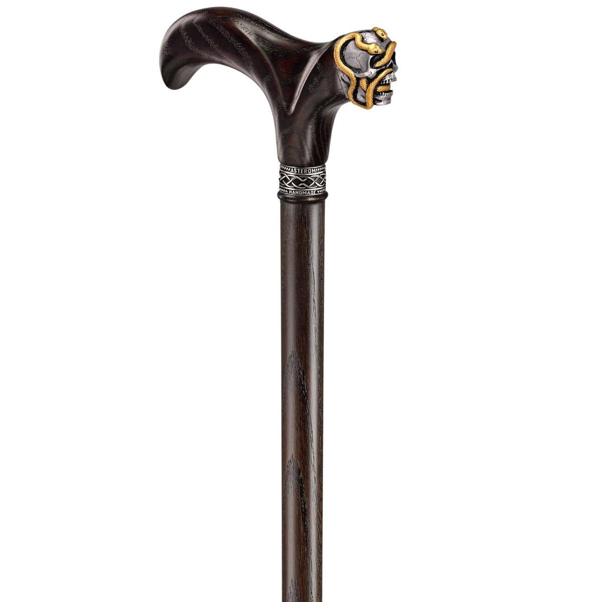 Custom Made Wooden Snakes and Skull Walking Cane or Stick