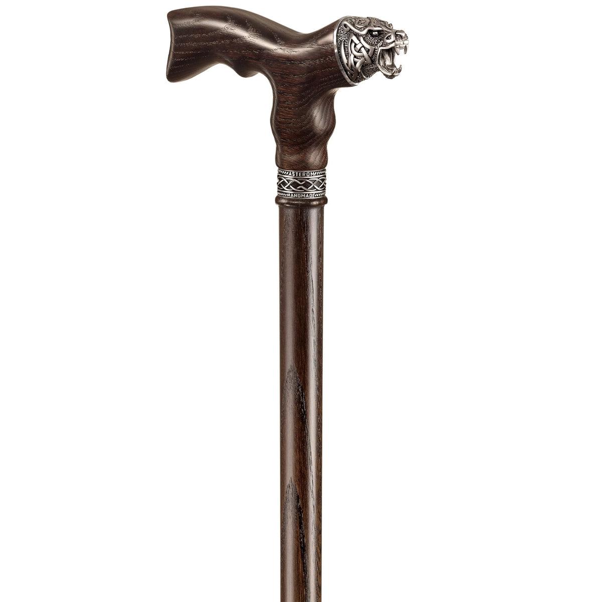 Custom Hand Crafted Wooden Celtic Bear Cane or Walking Stick