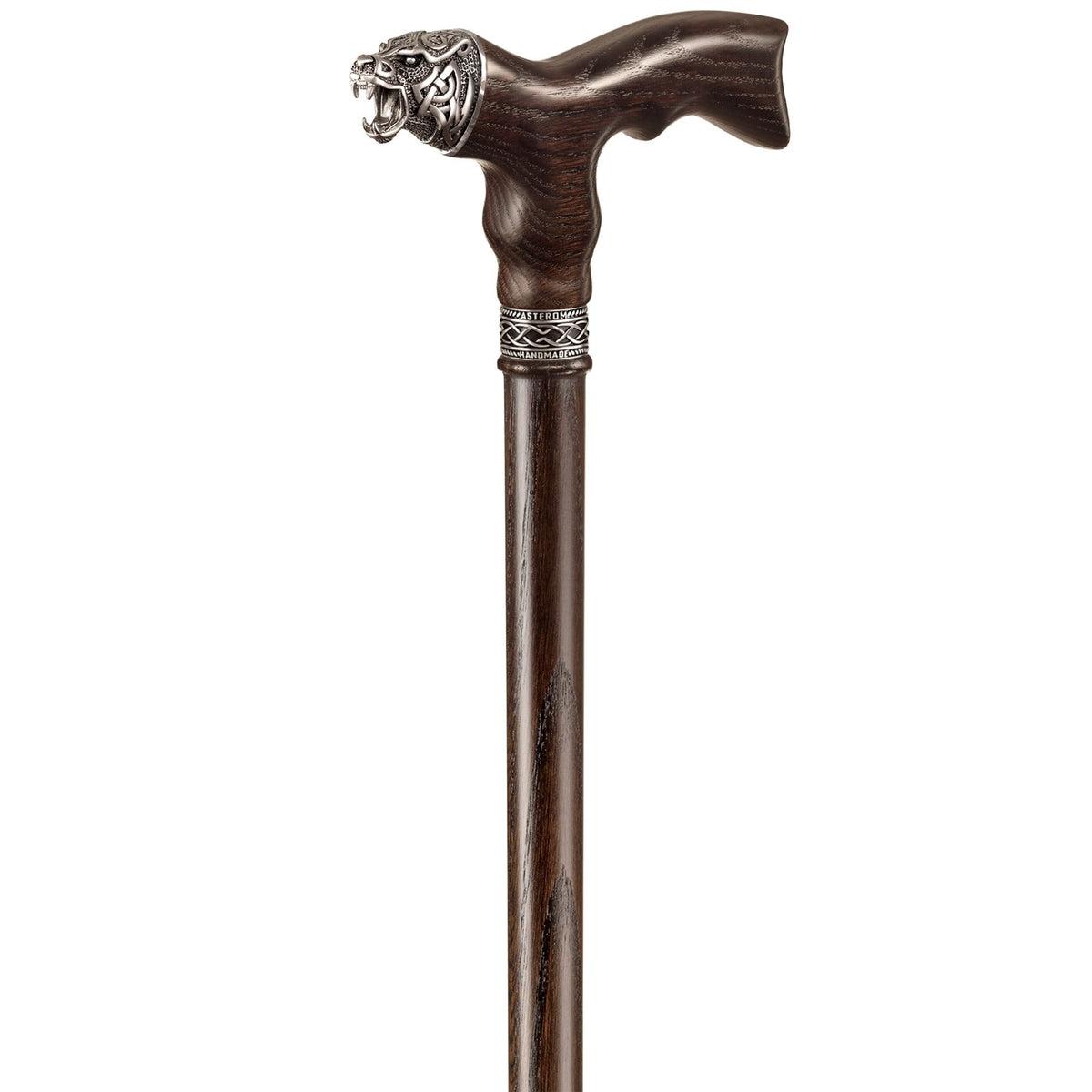 Custom Hand Crafted Wooden Celtic Bear Cane or Walking Stick