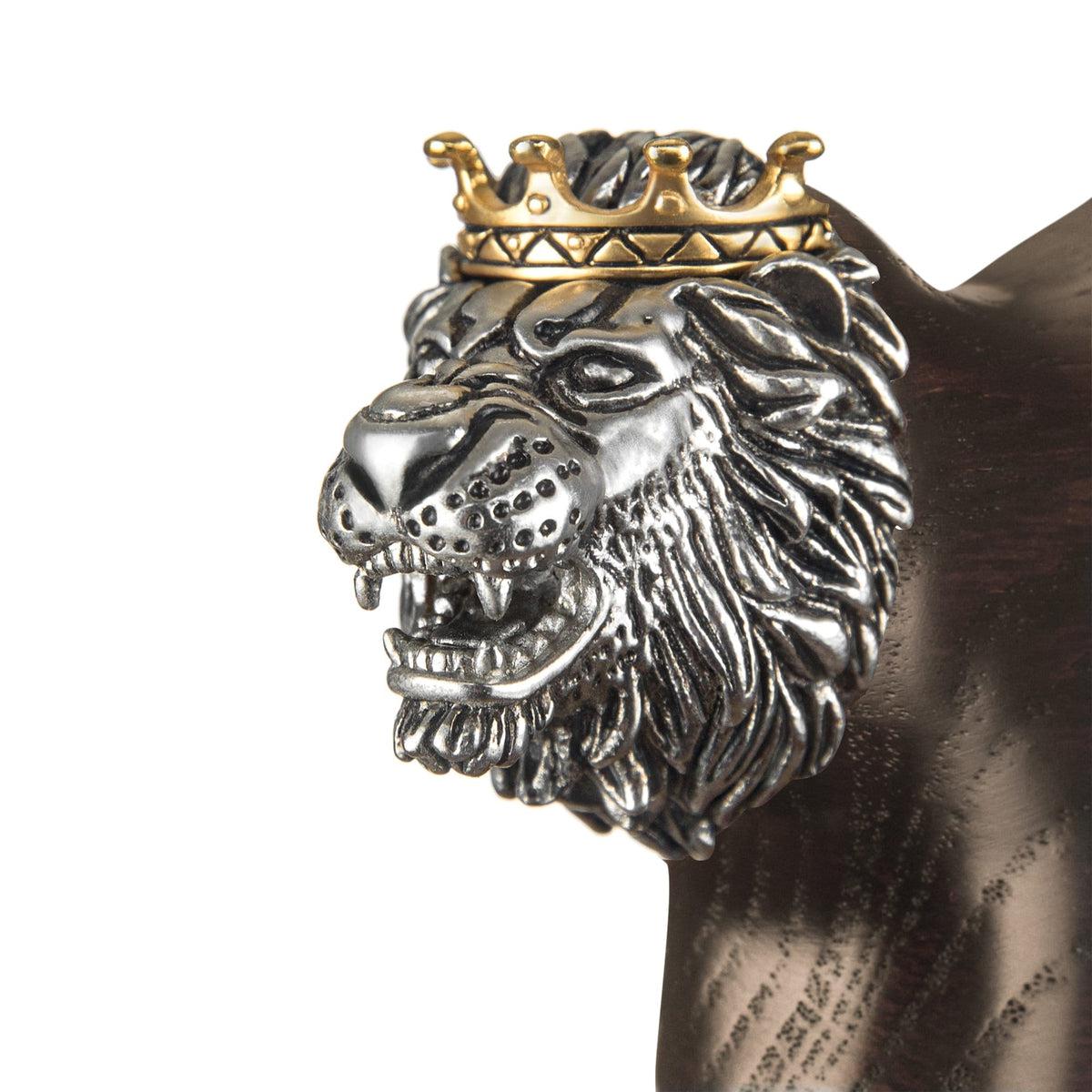 Designer Custom Solid Oak Lion Head Walking Stick or Cane