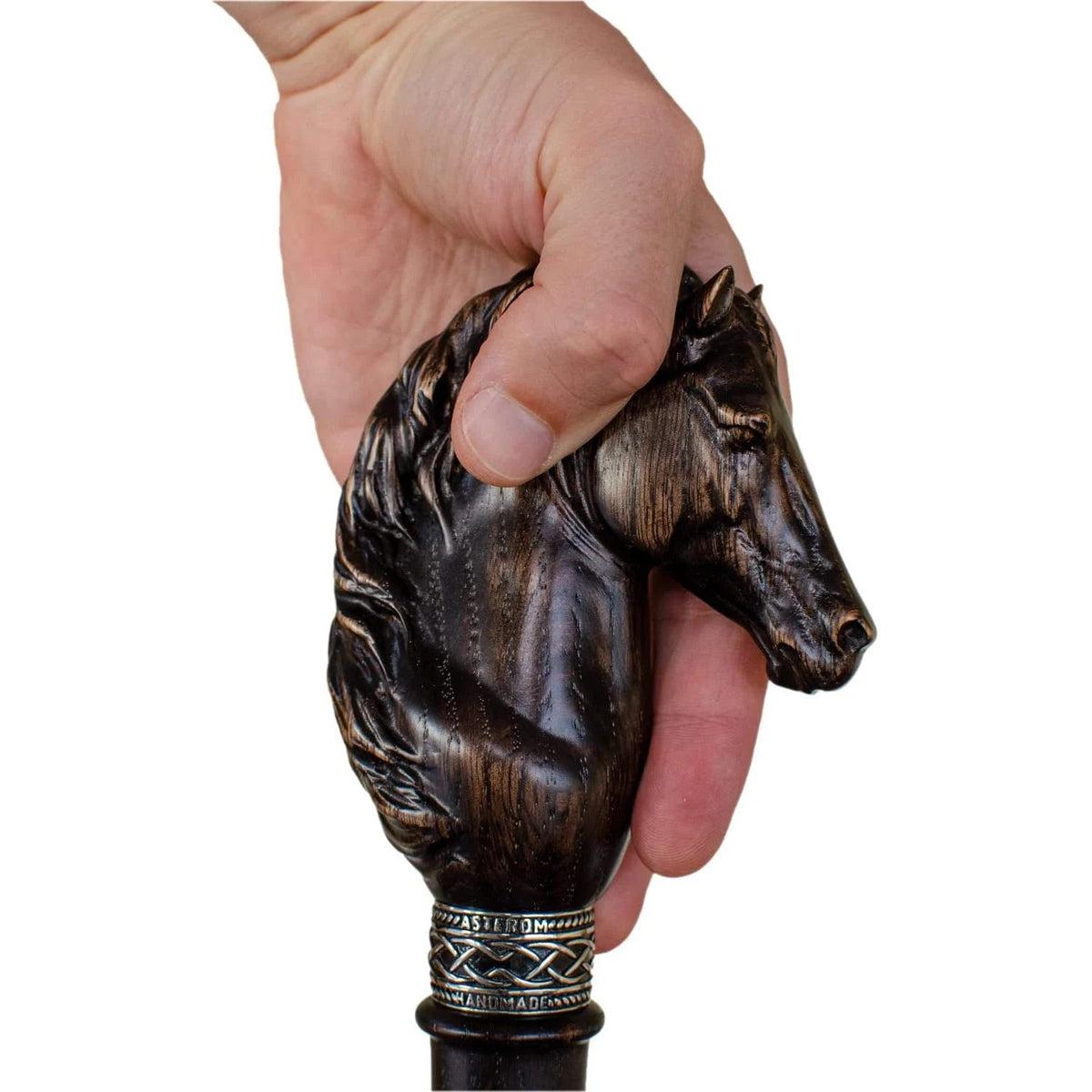 Fashionable Custom Carved Wooden Horse Head Cane or Walking Stick