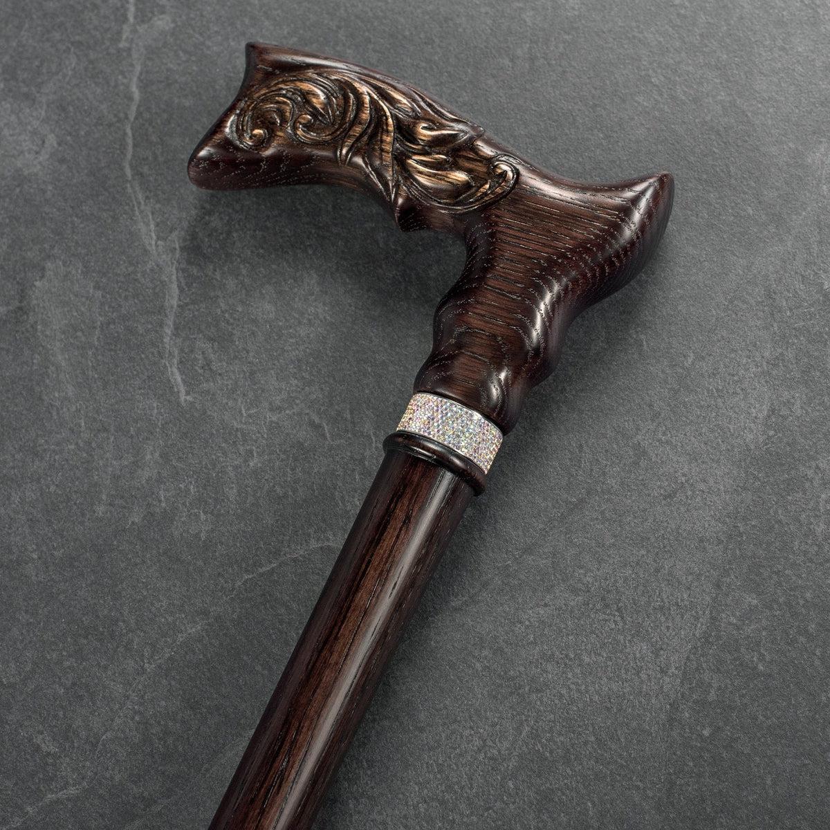 Fashionable Custom Wooden Walking Cane For Women With Rhinestones