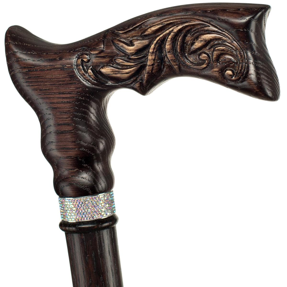 Fashionable Custom Wooden Walking Cane For Women With Rhinestones