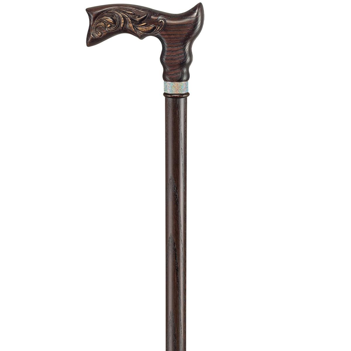 Fashionable Custom Wooden Walking Cane For Women With Rhinestones
