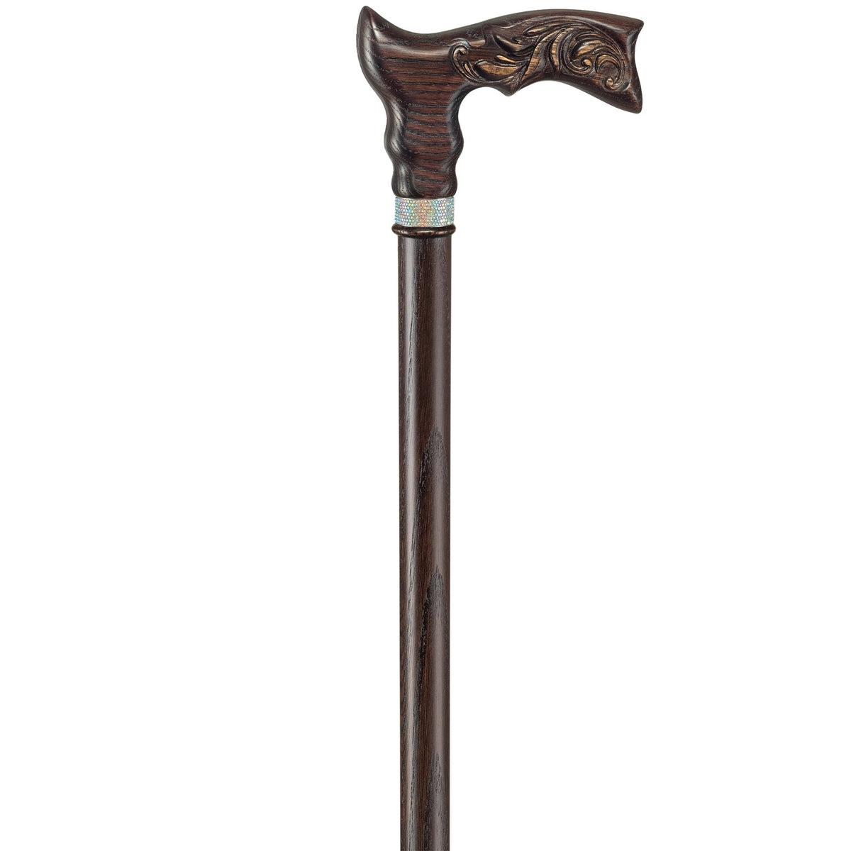 Fashionable Custom Wooden Walking Cane For Women With Rhinestones