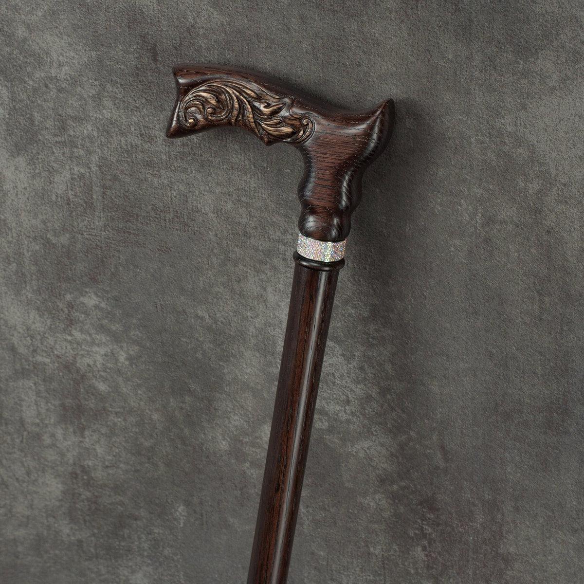 Fashionable Custom Wooden Walking Cane For Women With Rhinestones