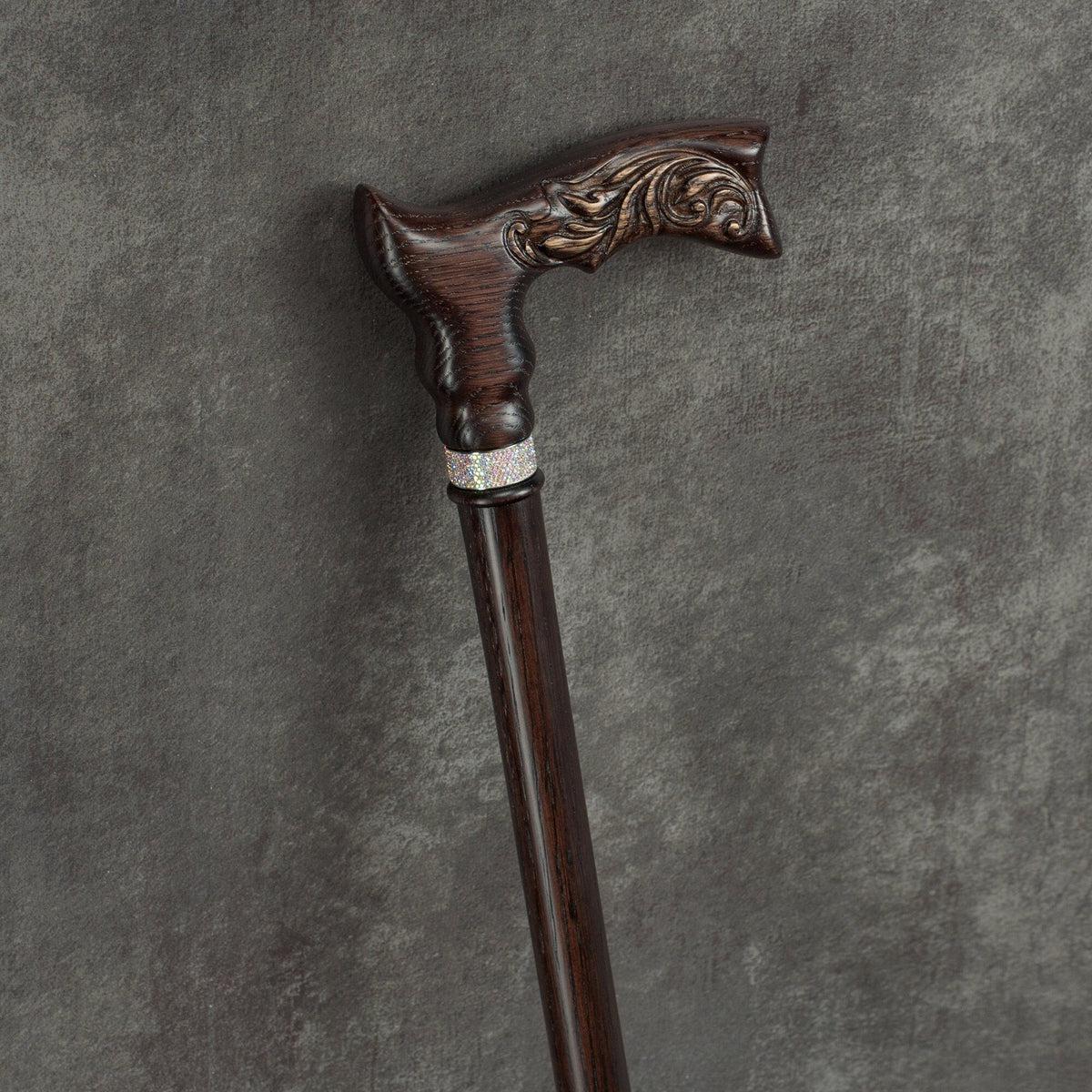 Fashionable Custom Wooden Walking Cane For Women With Rhinestones