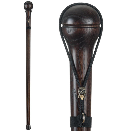 Fashionable Hand Carved Solid Oak Wooden Knob Handle Walking Cane