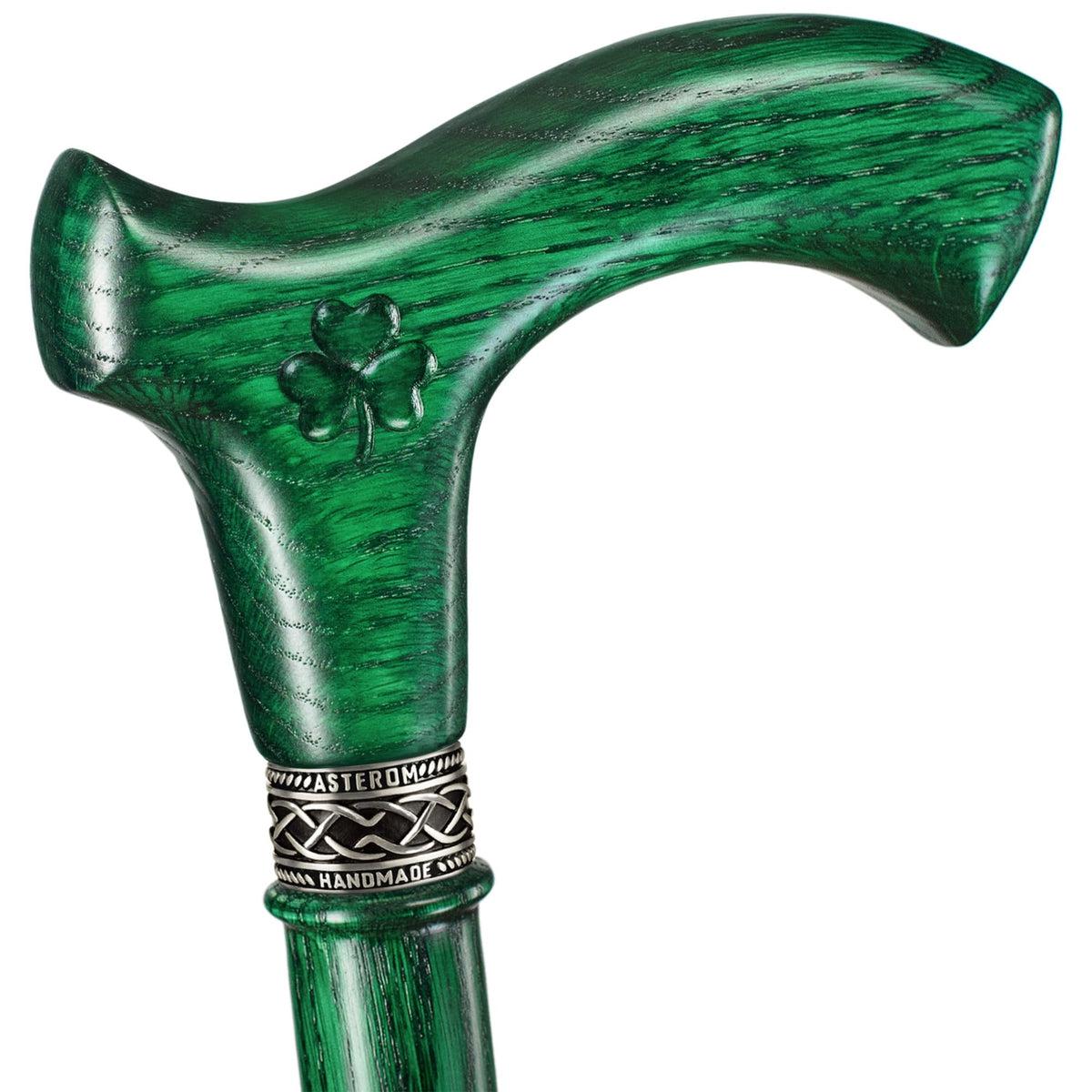 Green Custom Wooden Irish Walking Stick or Cane - Shillelagh