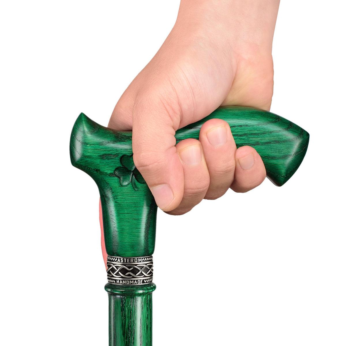 Green Custom Wooden Irish Walking Stick or Cane - Shillelagh
