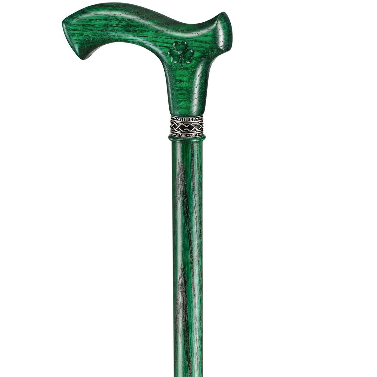 Green Custom Wooden Irish Walking Stick or Cane - Shillelagh