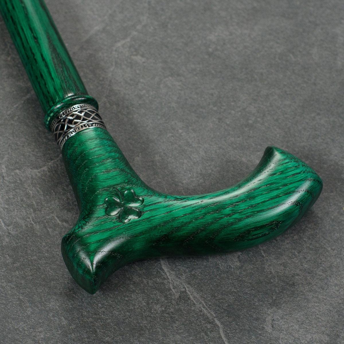 Green Custom Wooden Irish Walking Stick or Cane - Shillelagh