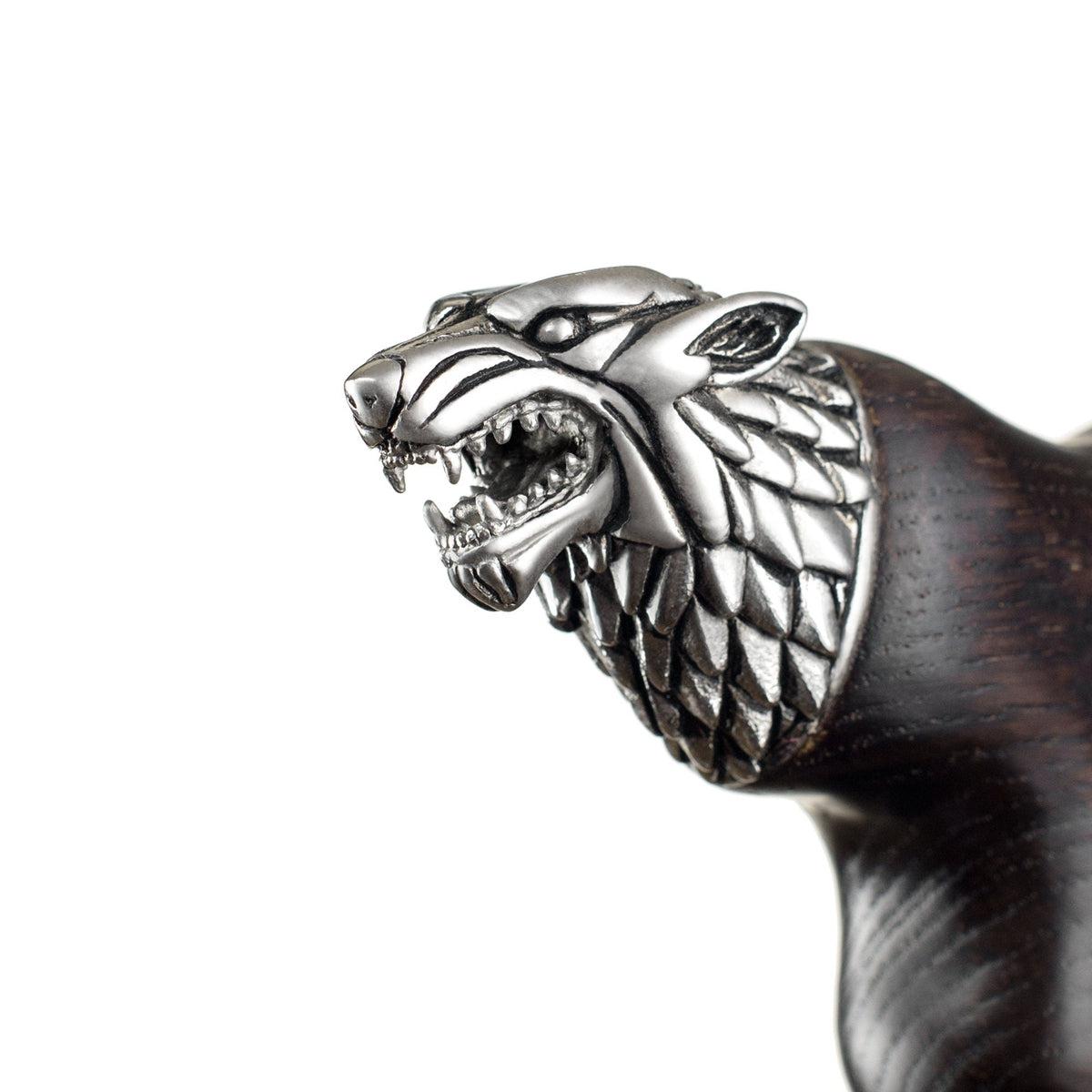 Hand Carved Custom Wooden Dire Wolf Cane or Walking Stick