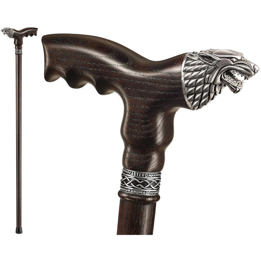 Hand Carved Custom Wooden Dire Wolf Cane or Walking Stick