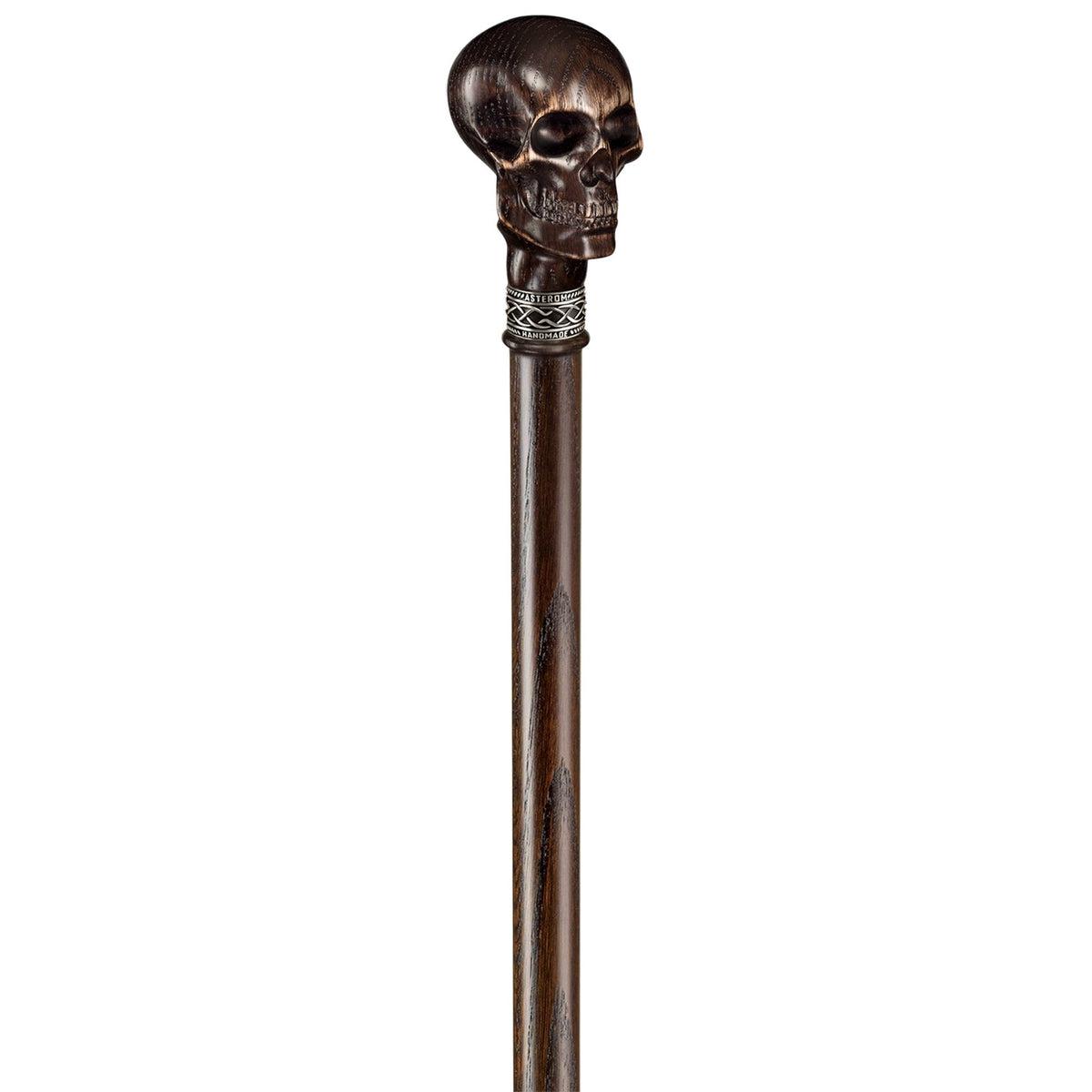 Solid Oak Wood Hand Carved Skull Knob Cane Or Walking Stick