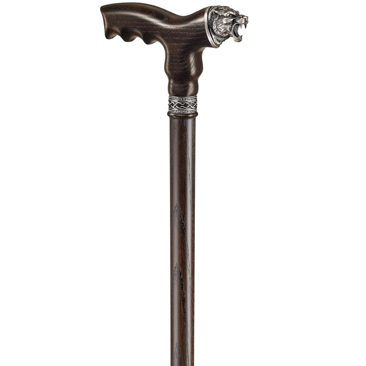 Unique Solid Oak Wooden Celtic Tiger Walking Cane or Stick