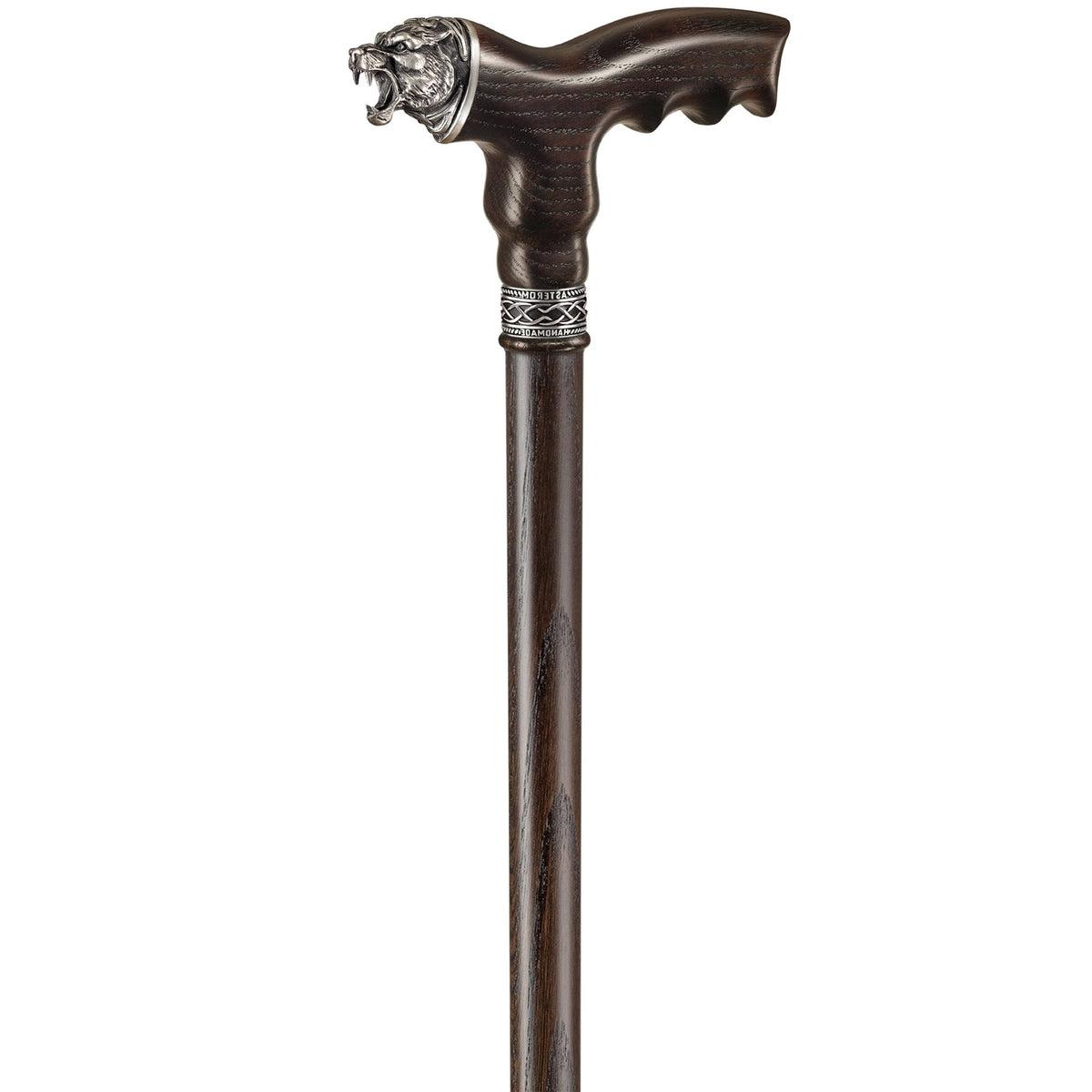 Unique Solid Oak Wooden Celtic Tiger Walking Cane or Stick