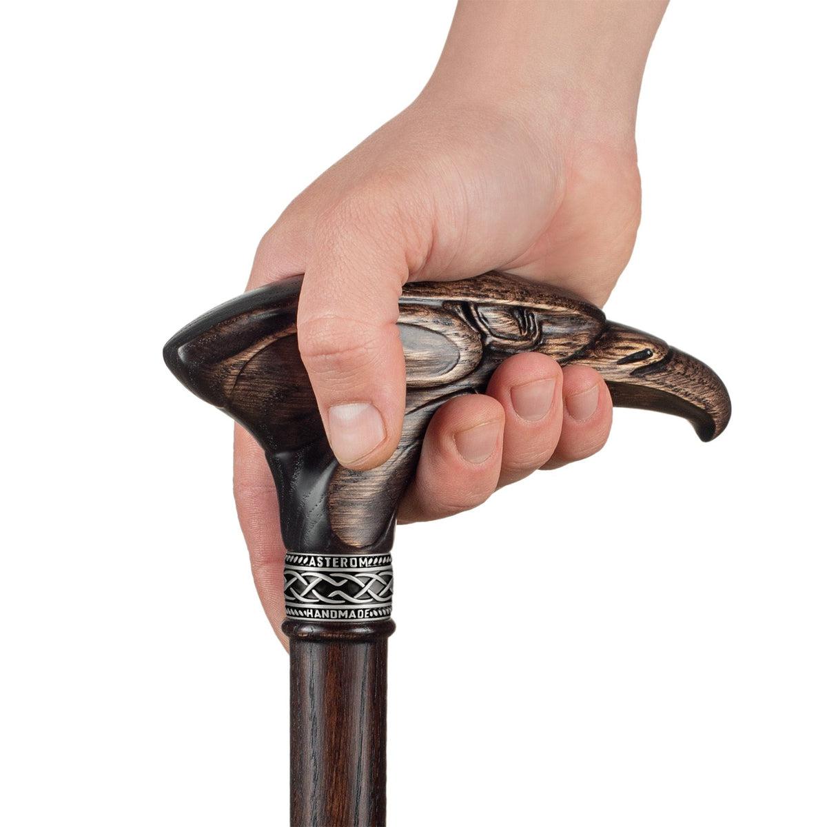 Wooden Eagle Head Cane Hand Carved Walking Stick