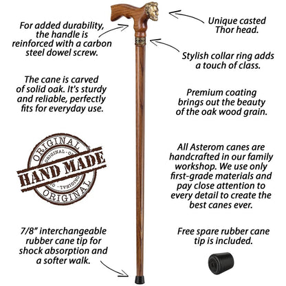 Abraham Lincoln Walking Cane – Solid Oak Handle with Bronze Head