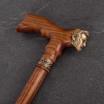 Abraham Lincoln Walking Cane – Solid Oak Handle with Bronze Head