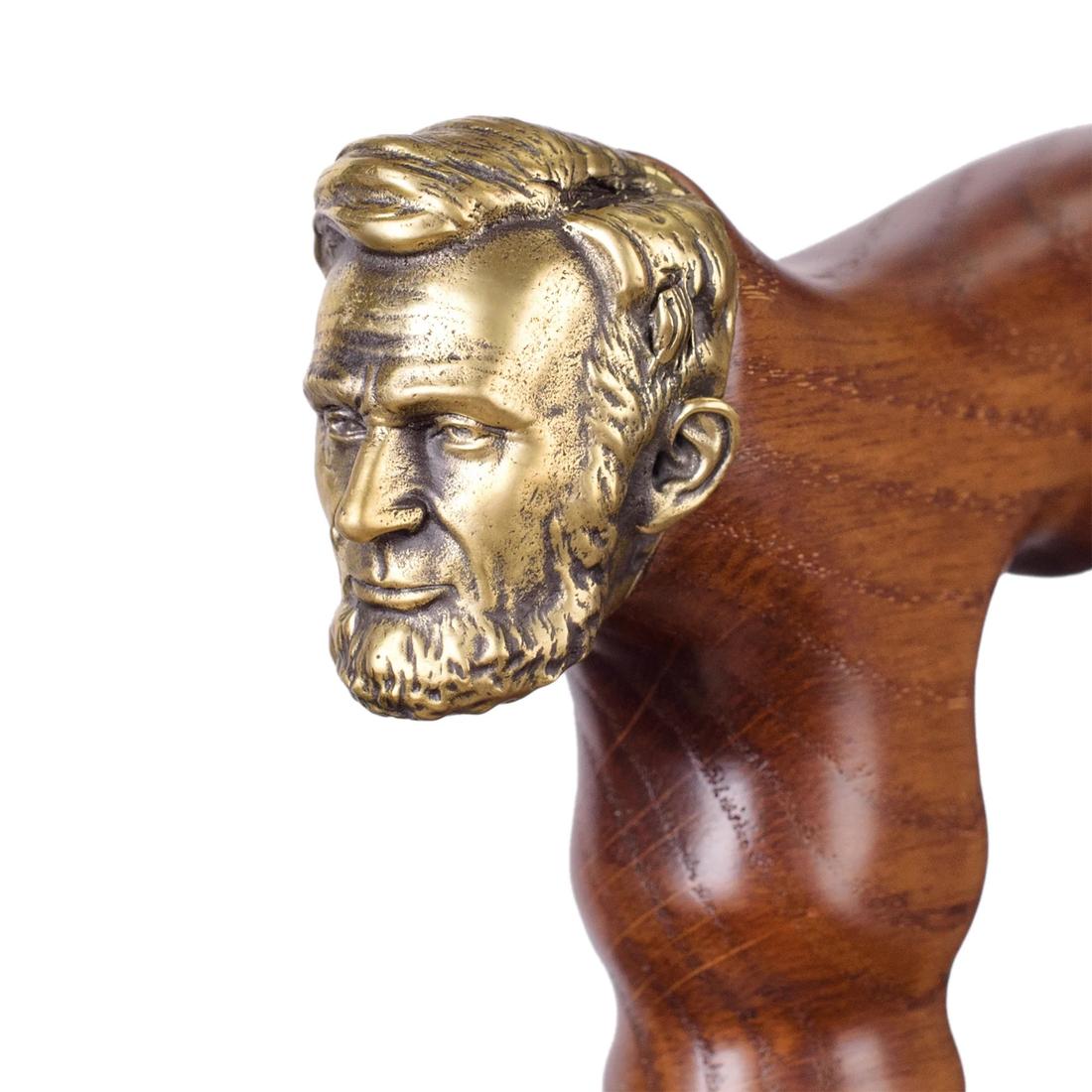 Abraham Lincoln Walking Cane – Solid Oak Handle with Bronze Head