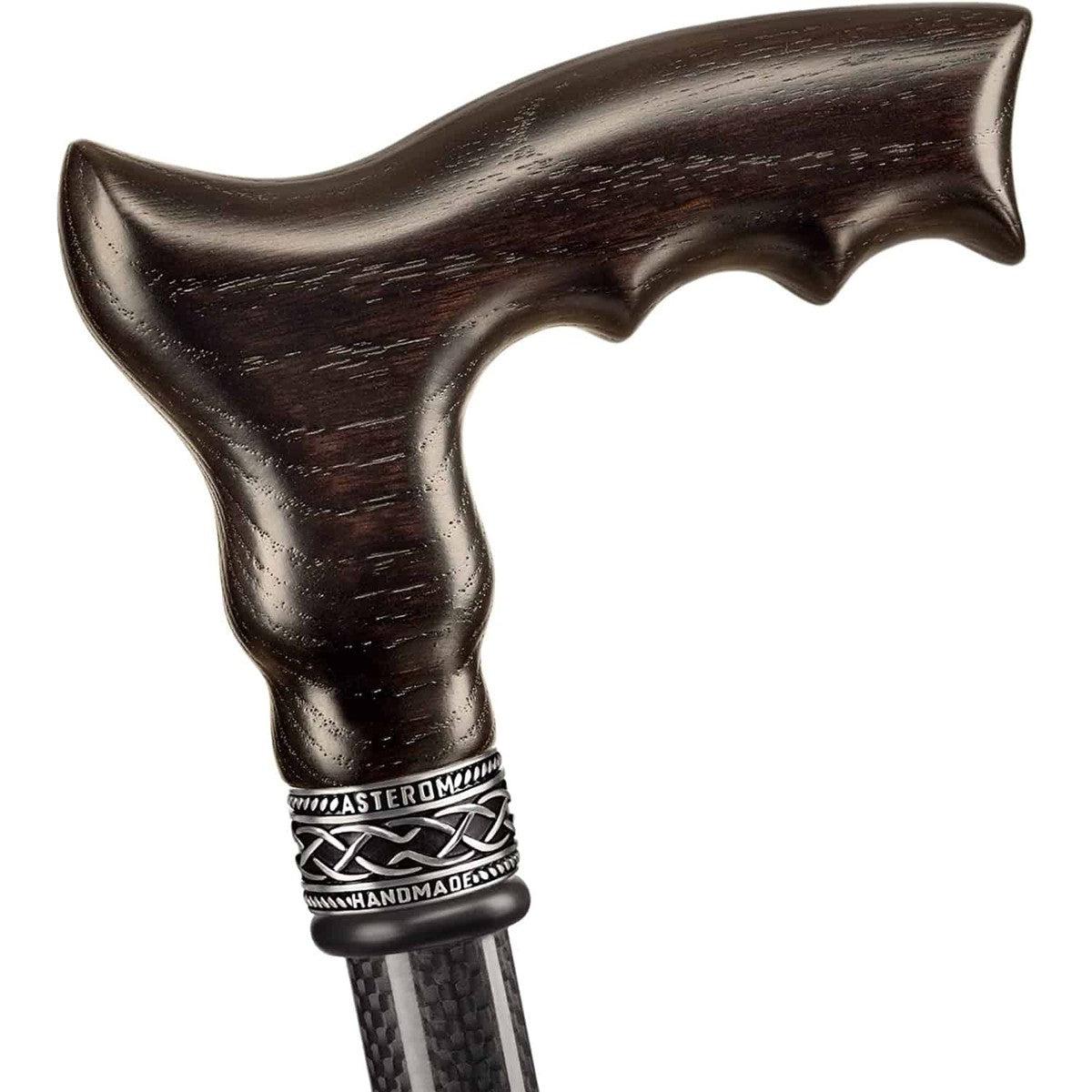 Adjustable Carbon Fiber Cane With Hand Carved Handle