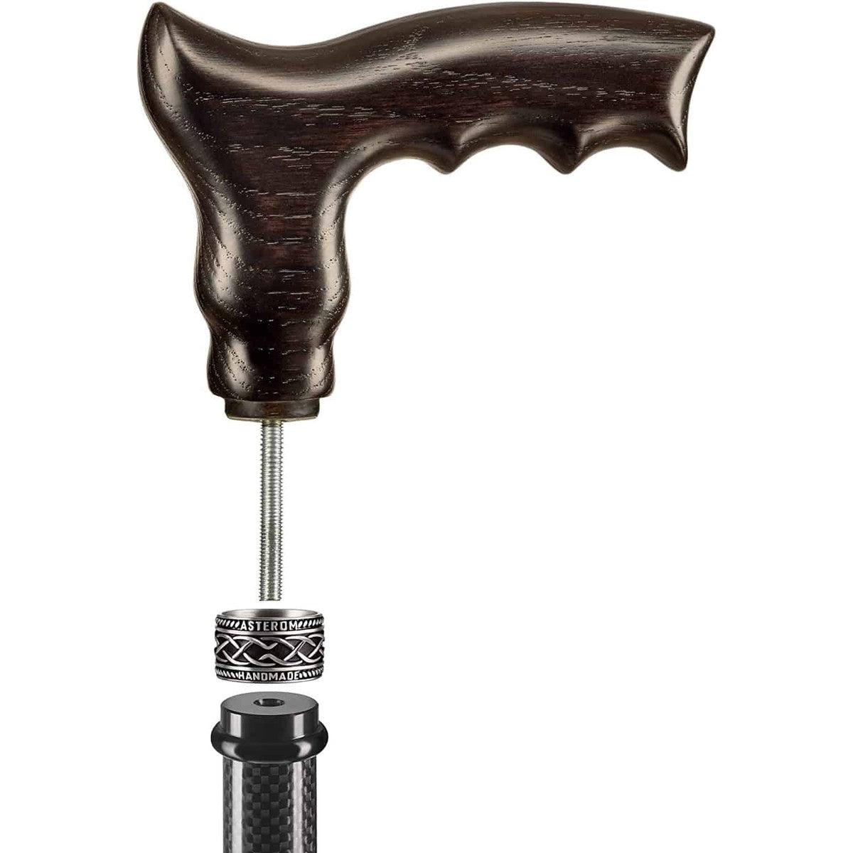 Adjustable Carbon Fiber Cane With Hand Carved Handle