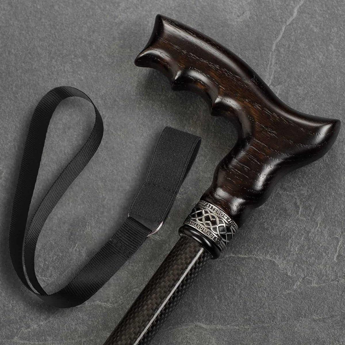 Adjustable Carbon Fiber Cane With Hand Carved Handle