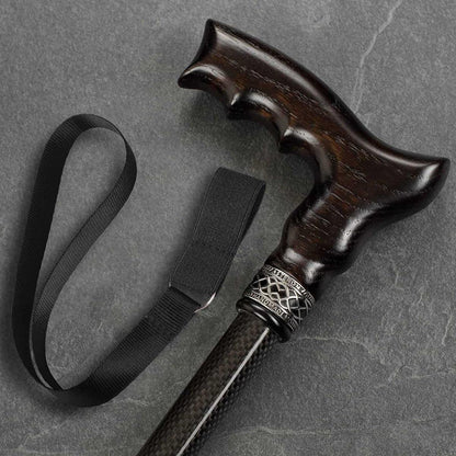 Adjustable Carbon Fiber Cane With Hand Carved Handle