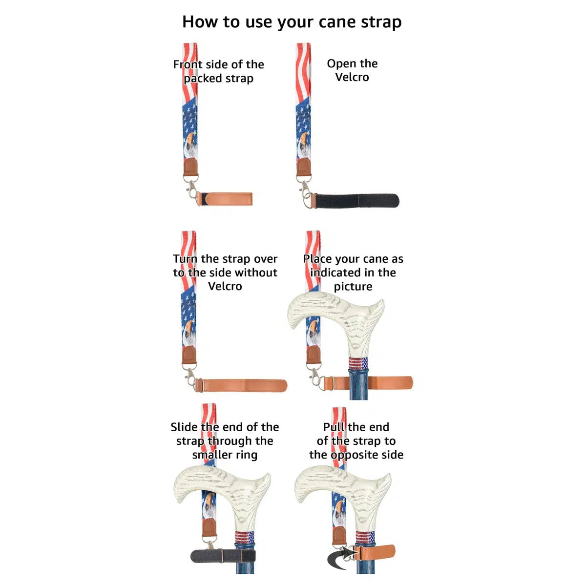 American Flag Fashionable Wrist Strap For Canes Or Walking Sticks
