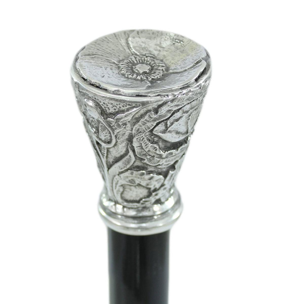 Beautiful Elegant Solid Pewter Conical Flower Stick Or Walking Cane