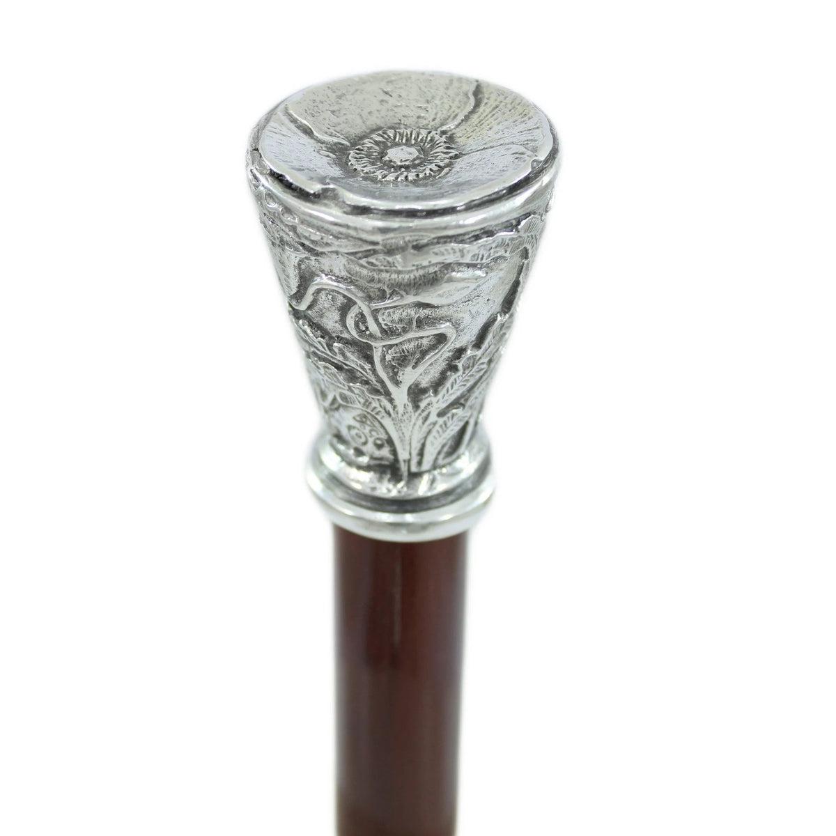 Beautiful Elegant Solid Pewter Conical Flower Stick Or Walking Cane