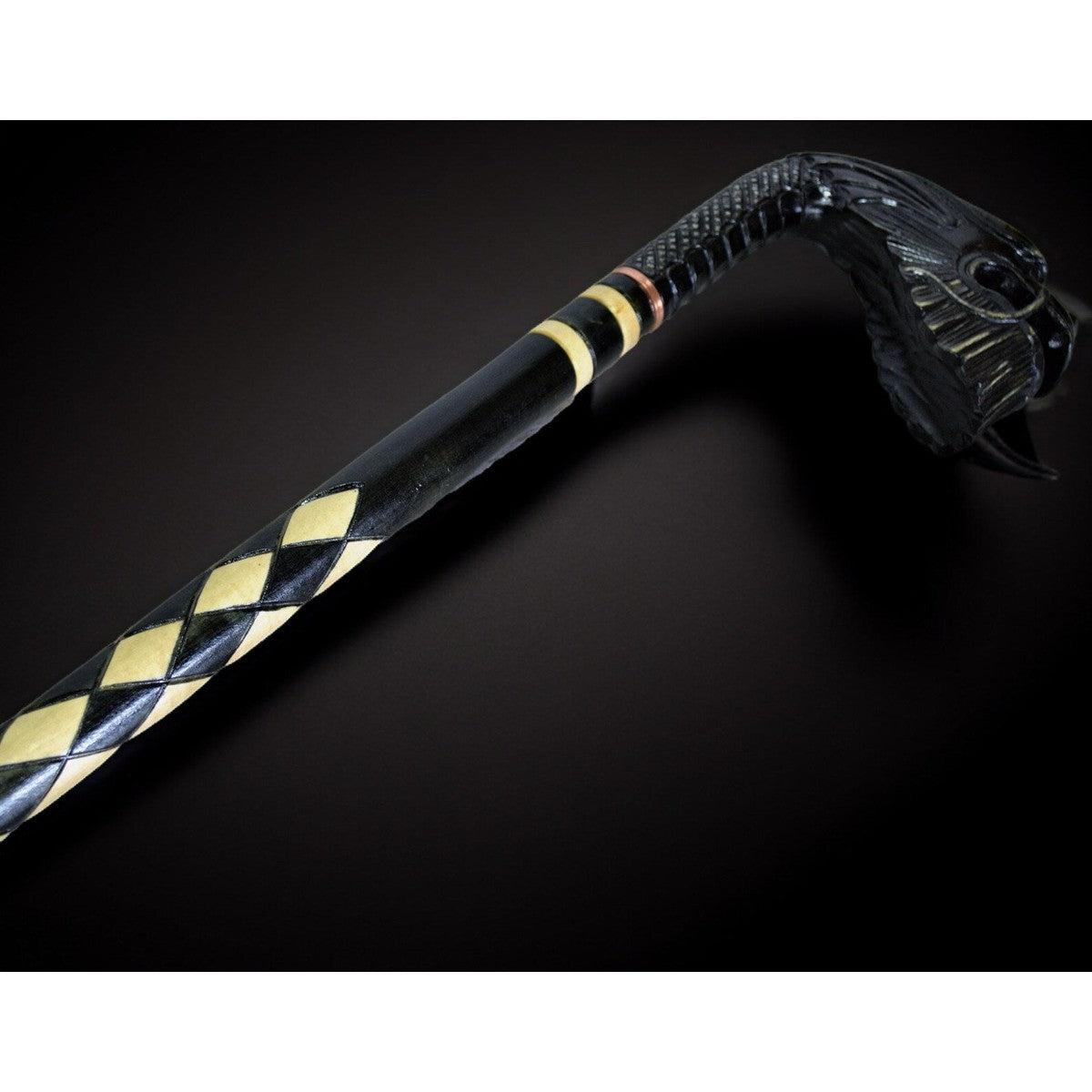 Chinese Dragon Hand-Carved Walking Stick -  Oriental Wooden Cane