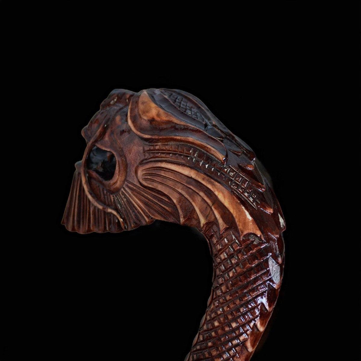 Chinese Dragon Hand-Carved Walking Stick -  Oriental Wooden Cane