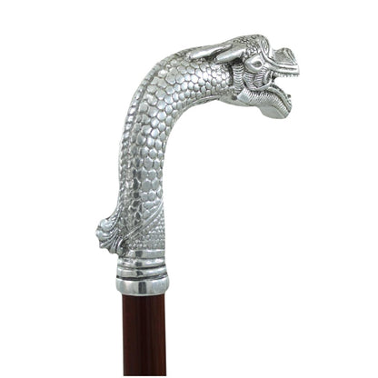 Chinese Pewter Dragon Walking Stick - Custom Features