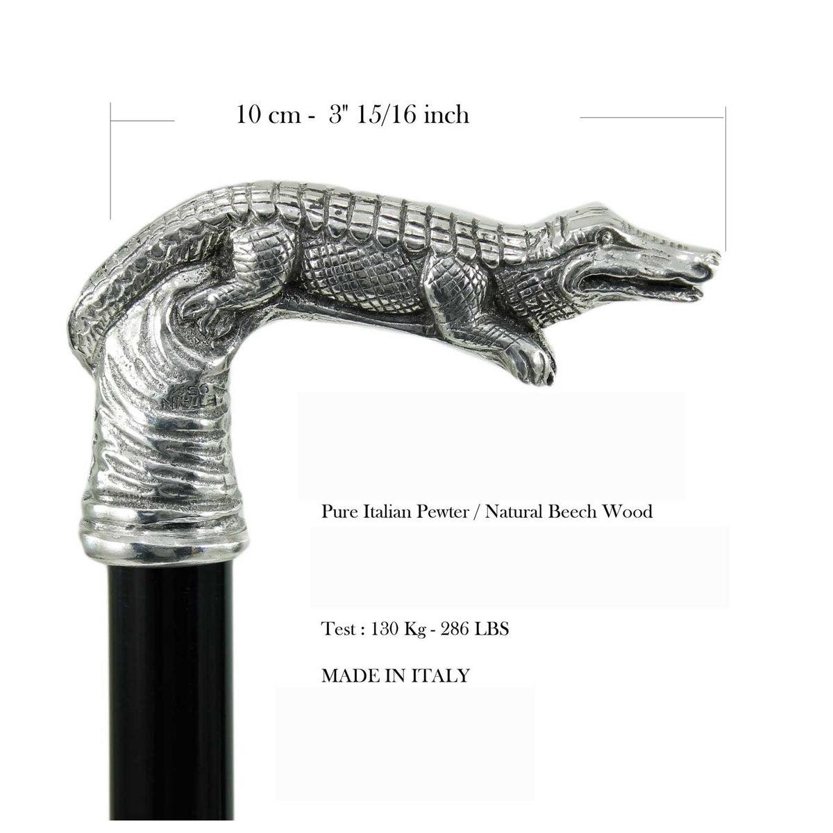 Custom Alligator Cane Or Walking Stick - Handmade In Italy
