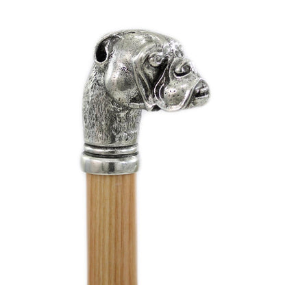 Custom Beechwood and Solid Pewter Bulldog Cane or Walking Stick