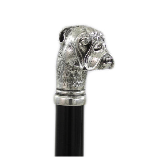 Custom Beechwood and Solid Pewter Bulldog Cane or Walking Stick