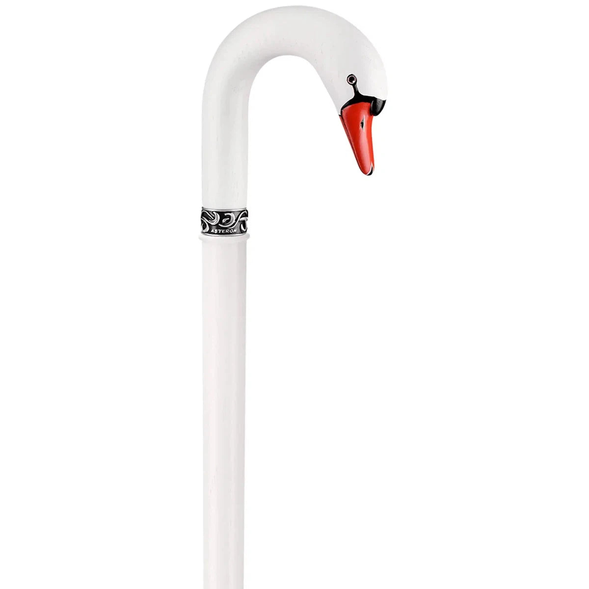 Custom Hand Painted And Hand Carved Solid Oak Swan Cane