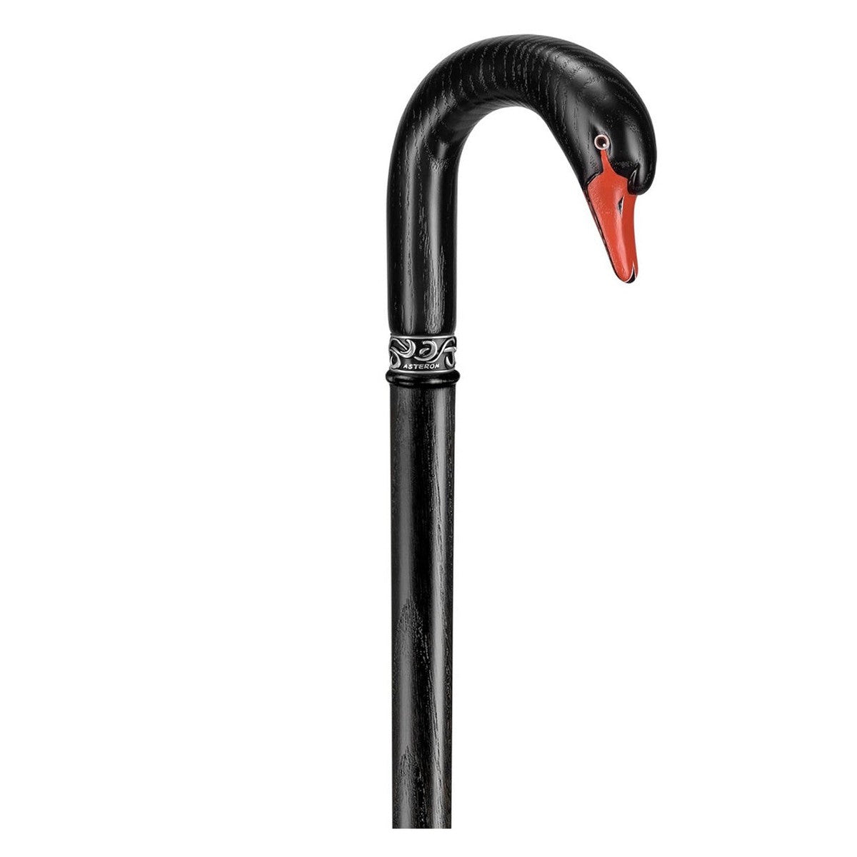 Custom Hand Painted And Hand Carved Solid Oak Swan Cane