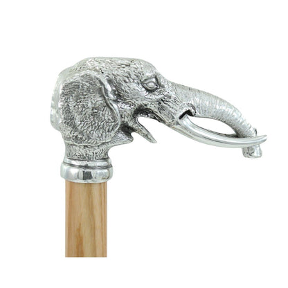 Custom Made Beechwood and Solid Pewter Elephant Cane Or Walking Stick