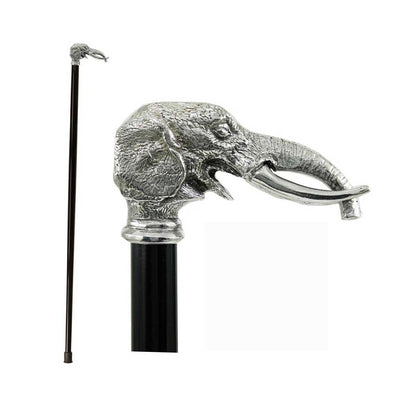 Custom Made Beechwood and Solid Pewter Elephant Cane Or Walking Stick