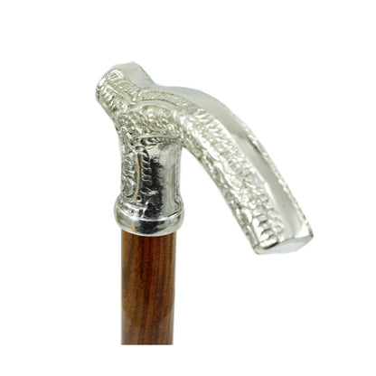 Custom Made Pure Pewter Patterned Fritz Handle Walking Cane