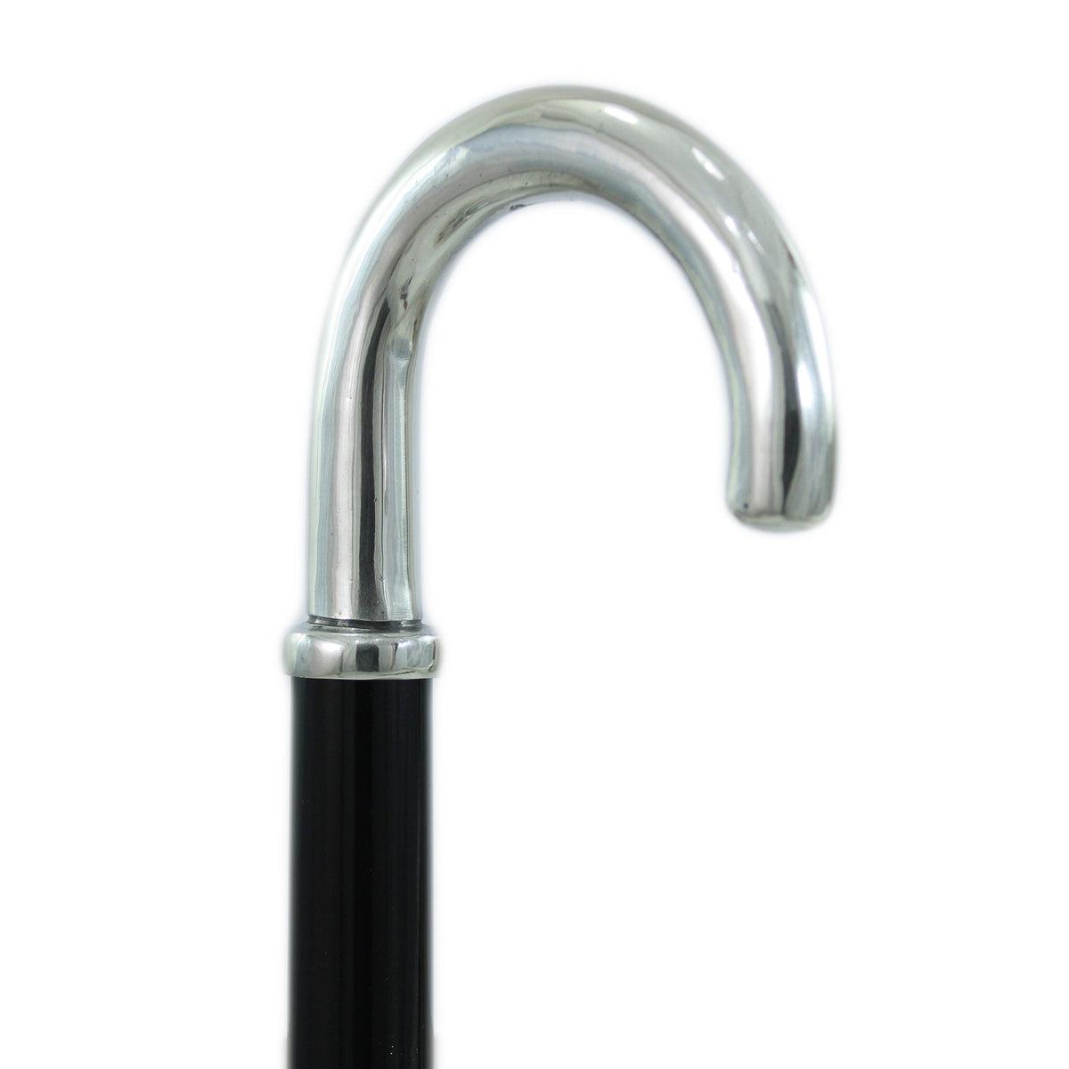 Custom Made Solid Pewter Crook Handle Cane or Walking Stick