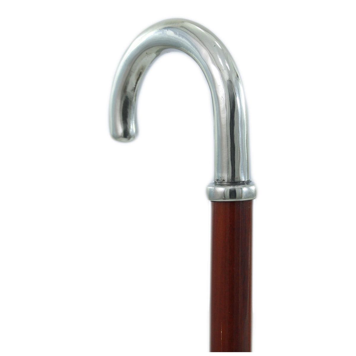 Custom Made Solid Pewter Crook Handle Cane or Walking Stick
