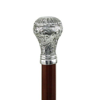 Custom Made Solid Pewter Floral Conical Head Walking Stick
