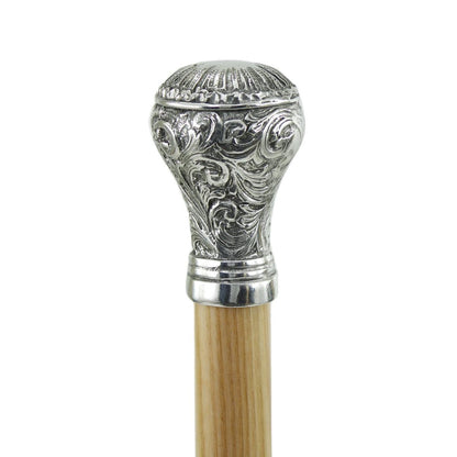 Custom Made Solid Pewter Floral Conical Head Walking Stick